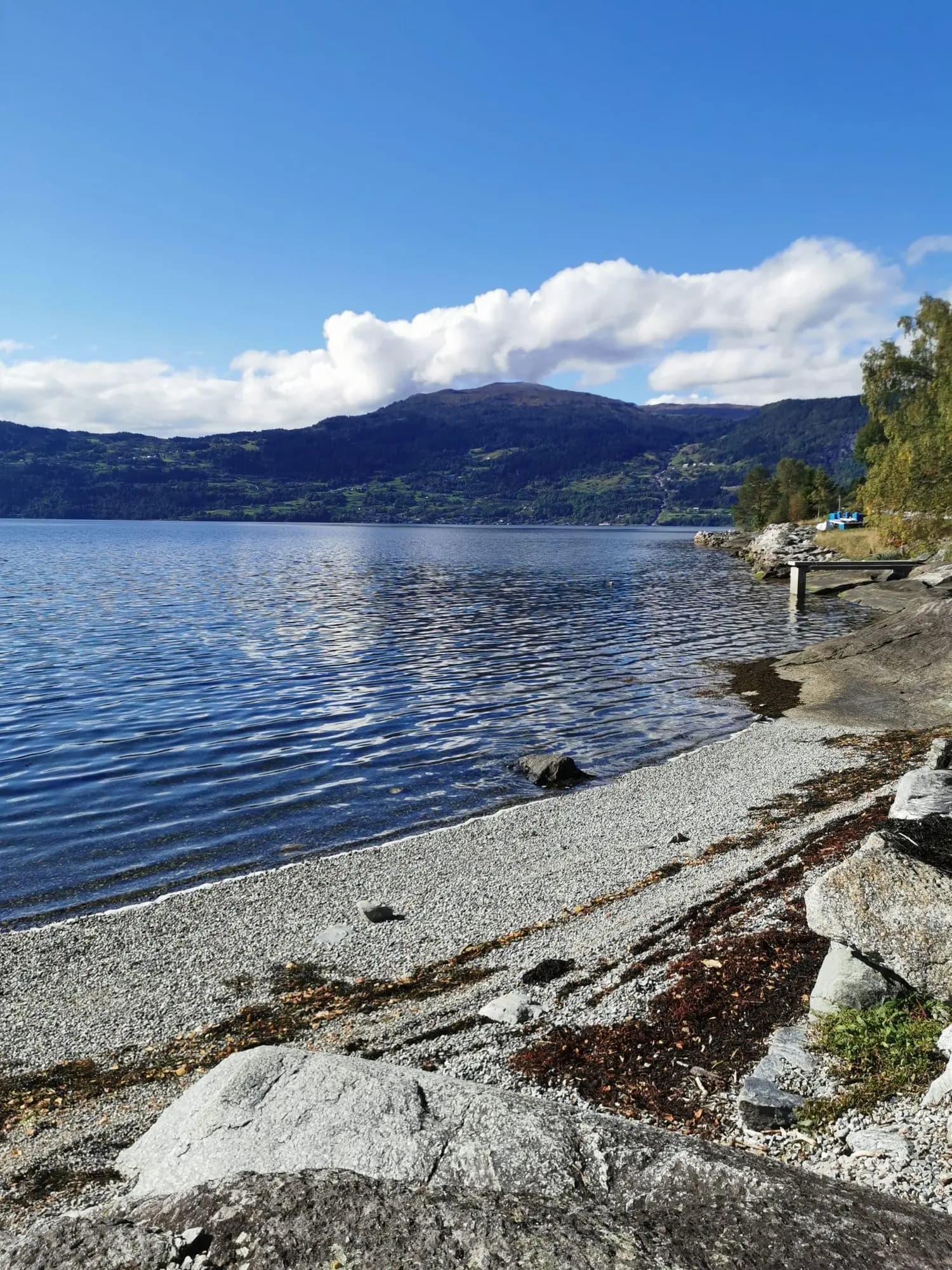 Nordfjord beach with mountain views and clear water